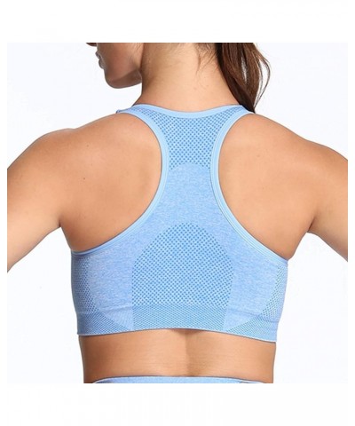 Women's Sports Bra Vital Gym Yoga Seamless Workout Crop Vital Sky Blue Marl $11.04 Lingerie