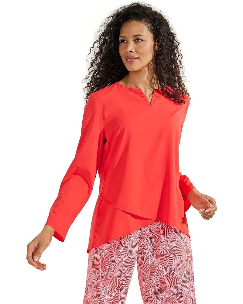 UPF 50+ Womens Santa Barbara Tunic Top - Sun Protective (Large- Bay Aqua) Medium Radiant Red $27.95 Tops