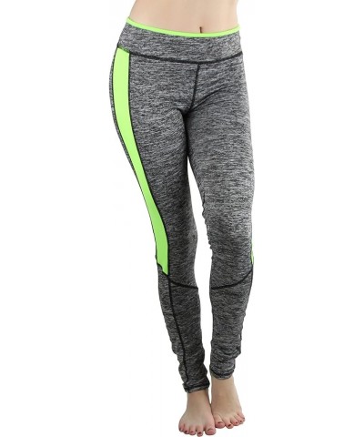 Women’s Comfort Heather Assorted Active Wear Seamless Leggings Two-tone: Grey and Neon Lime $12.88 Leggings