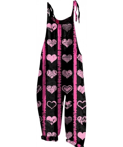 Valentine's Day Overalls Womens Cute Printed Jumpsuit Loose Playsuit Bib Overall Baggy Harem Pants Rompers S-3XL 02-black $13...