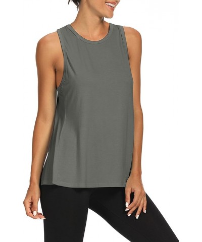 Workout Tops Open Back Shirts Gym Workout Clothes Tie Back Musle Tank for Women Dark Gray $10.80 Activewear