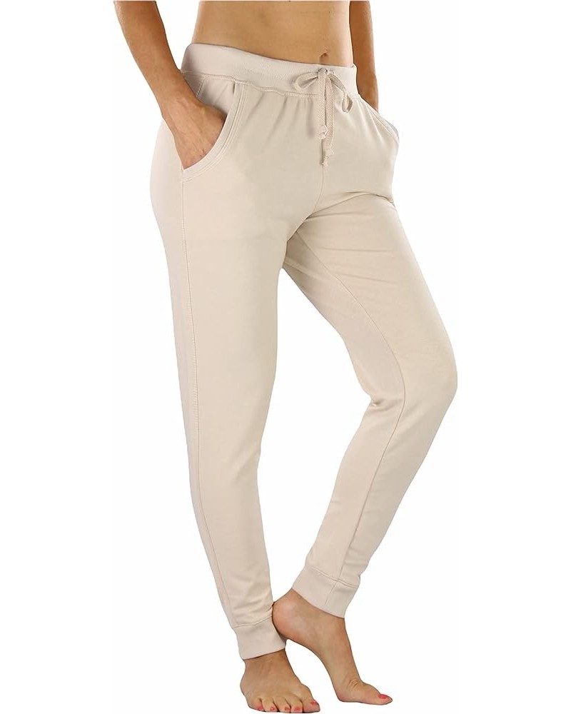 Women's Solid Print French Terry Jogger Pants Oyster $9.18 Pants