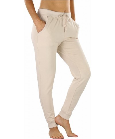 Women's Solid Print French Terry Jogger Pants Oyster $9.18 Pants