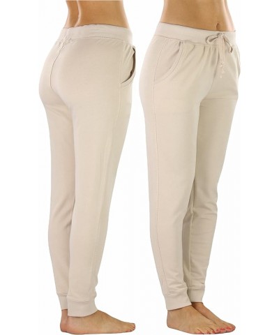 Women's Solid Print French Terry Jogger Pants Oyster $9.18 Pants