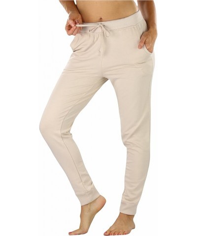 Women's Solid Print French Terry Jogger Pants Oyster $9.18 Pants