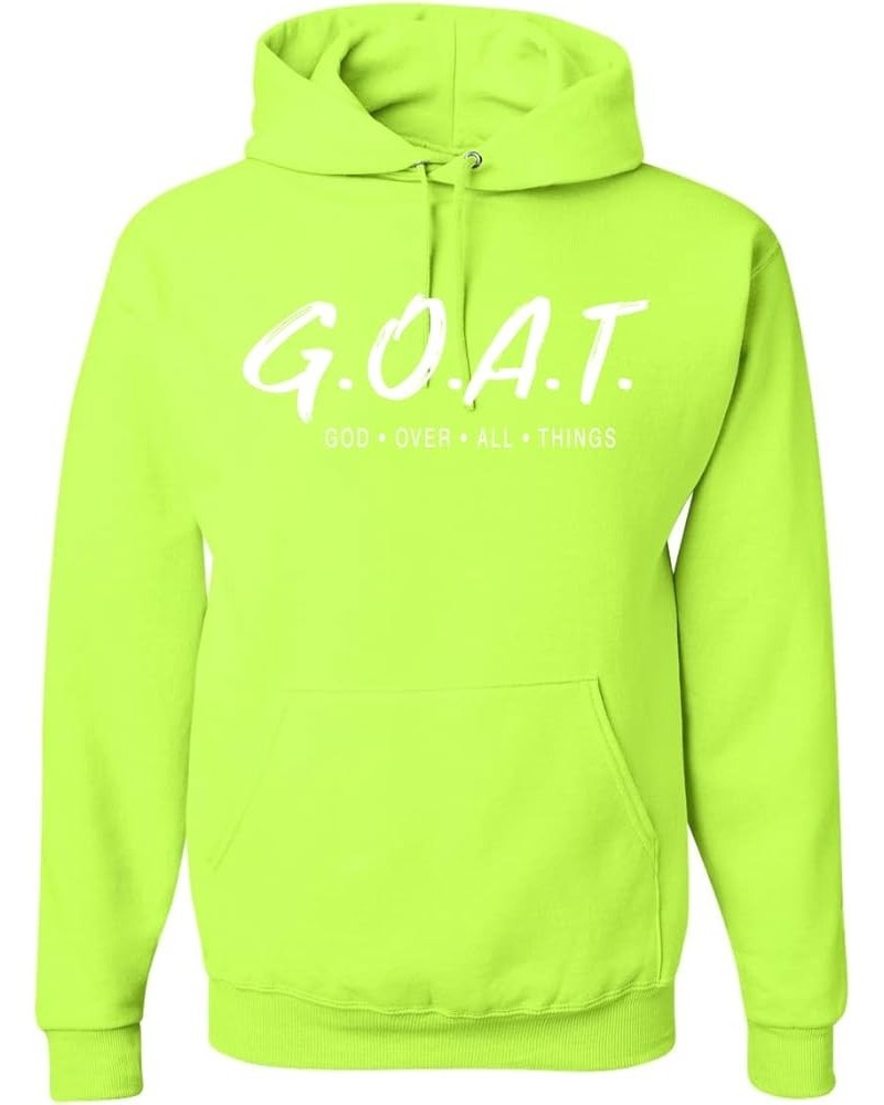 GOAT God Over All Things Inspirational/Christian Unisex Graphic Hoodie Sweatshirt Safety Green $19.12 Activewear