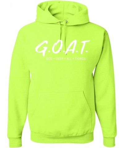 GOAT God Over All Things Inspirational/Christian Unisex Graphic Hoodie Sweatshirt Safety Green $19.12 Activewear