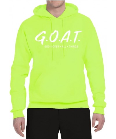 GOAT God Over All Things Inspirational/Christian Unisex Graphic Hoodie Sweatshirt Safety Green $19.12 Activewear