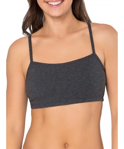 Women's Spaghetti Strap Cotton Pull Over 3 Pack Sports Bra in Fashion Colors 3 Kaleidoscope/Charcoal/Red Hot $5.83 Lingerie