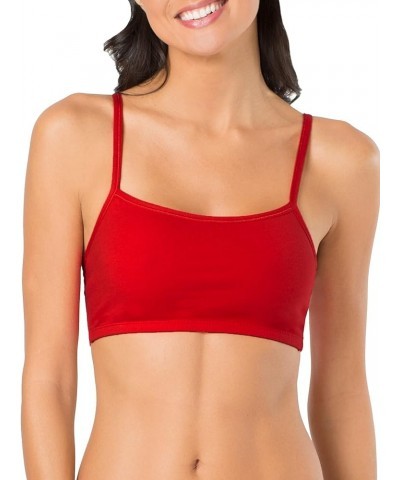 Women's Spaghetti Strap Cotton Pull Over 3 Pack Sports Bra in Fashion Colors 3 Kaleidoscope/Charcoal/Red Hot $5.83 Lingerie