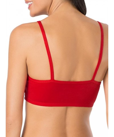 Women's Spaghetti Strap Cotton Pull Over 3 Pack Sports Bra in Fashion Colors 3 Kaleidoscope/Charcoal/Red Hot $5.83 Lingerie