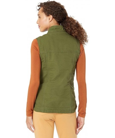 Women's Relaxed Fit Washed Duck Sherpa-Lined Mock-Neck Vest Basil $43.34 Vests