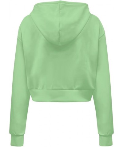 Women's Y2K Hoodies Casual Long Sleeve Zip Up Drawstring Cropped Hoodie Hooded Crop Jacket Top with Pockets Mushroom Frog Gre...