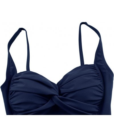 Women's Tummy Control One Piece Swimsuits Front Twist Bathing Suits Slimming Monokini Swimwear New Version Navy $21.31 Swimsuits