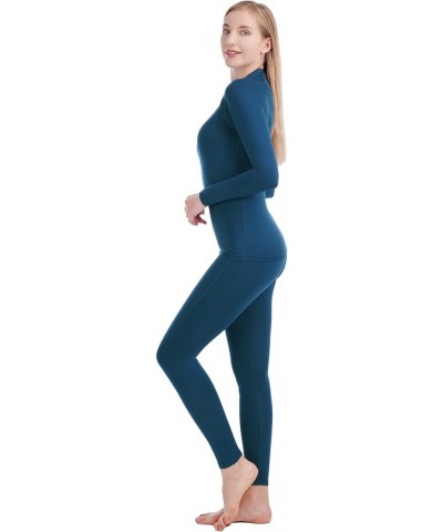 Women’s Thermal Underwear Ultra-Soft Fleece Base Layer Long Johns Set Winter Sports Top and Bottom Suits Navy Blue + Fleece $...