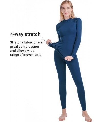 Women’s Thermal Underwear Ultra-Soft Fleece Base Layer Long Johns Set Winter Sports Top and Bottom Suits Navy Blue + Fleece $...