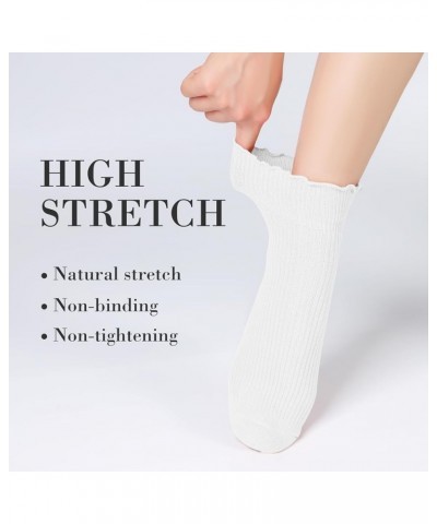 Ruffle Ankle Socks For Women, Cute Lettuce Edge Ruffle Turn Cuff Crew Boot Casual Frilly Socks 6 Packs (2black+2white+2grey) ...