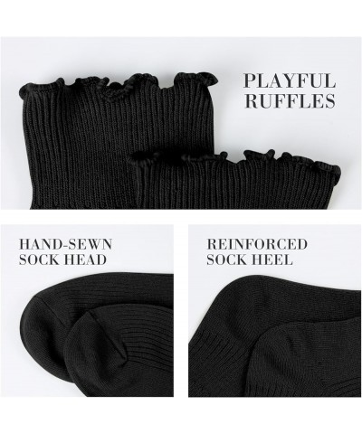 Ruffle Ankle Socks For Women, Cute Lettuce Edge Ruffle Turn Cuff Crew Boot Casual Frilly Socks 6 Packs (2black+2white+2grey) ...