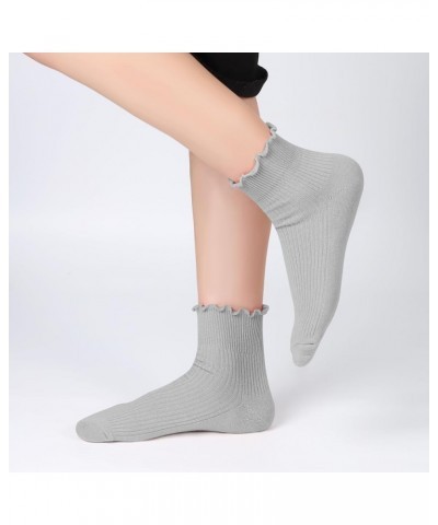 Ruffle Ankle Socks For Women, Cute Lettuce Edge Ruffle Turn Cuff Crew Boot Casual Frilly Socks 6 Packs (2black+2white+2grey) ...