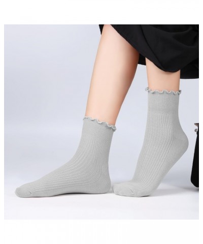 Ruffle Ankle Socks For Women, Cute Lettuce Edge Ruffle Turn Cuff Crew Boot Casual Frilly Socks 6 Packs (2black+2white+2grey) ...