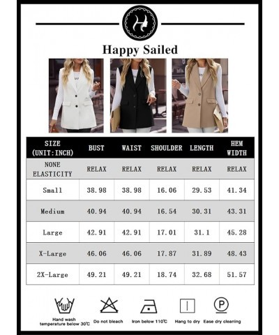 Womens Long Blazer Vest Trendy Two Button Sleeveless Office Blazers Jacket Suit with Pockets Z White $23.39 Vests