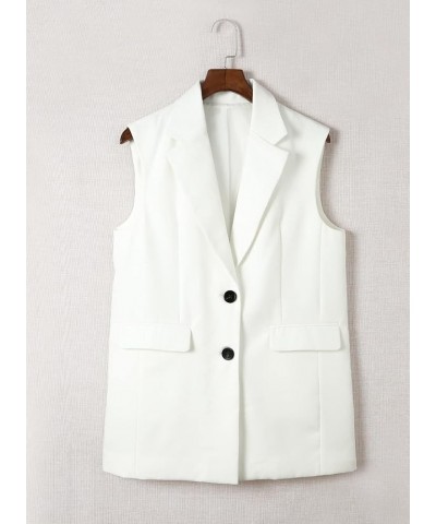 Womens Long Blazer Vest Trendy Two Button Sleeveless Office Blazers Jacket Suit with Pockets Z White $23.39 Vests