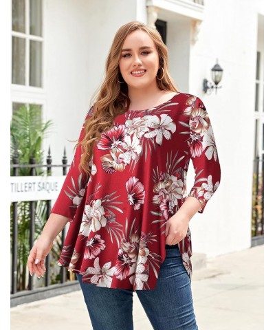 Women Casual Loose Fit Swing Flare Tunic Tops Basic Plus Size Flowy Shirt Flower12 &Long $8.84 Tops