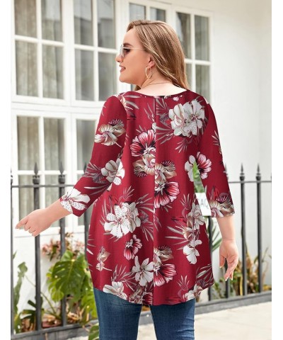 Women Casual Loose Fit Swing Flare Tunic Tops Basic Plus Size Flowy Shirt Flower12 &Long $8.84 Tops