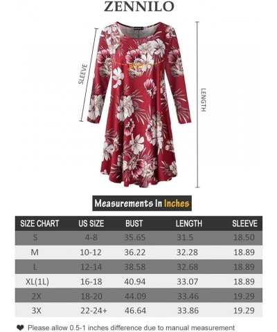 Women Casual Loose Fit Swing Flare Tunic Tops Basic Plus Size Flowy Shirt Flower12 &Long $8.84 Tops