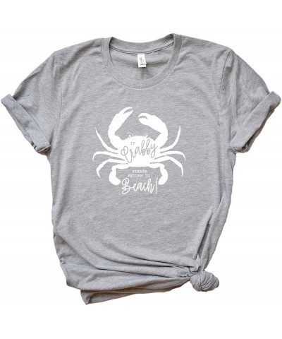 If Crabby. Please Return to Beach. - Summer Short Sleeve Graphic Tee - White Ink Grey Crew White Ink $14.03 T-Shirts