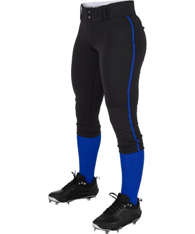 Women's Tournament Traditional Low-Rise Softball Pants with Braid Black, Royal Pipe $15.99 Activewear