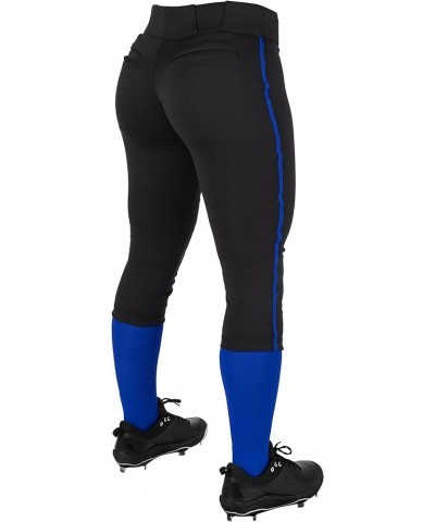 Women's Tournament Traditional Low-Rise Softball Pants with Braid Black, Royal Pipe $15.99 Activewear