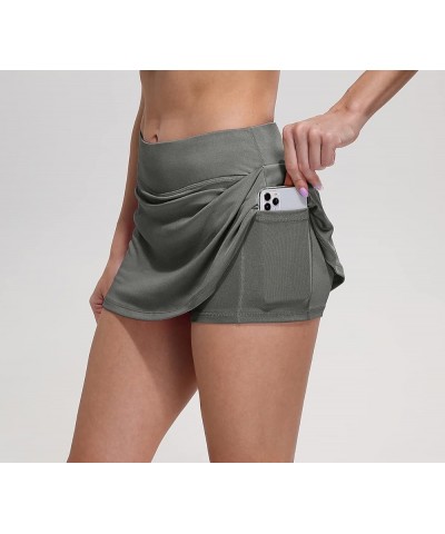 Athletic Tennis Skirts for Women with Pockets Shorts, Workout Running Golf Skorts Gray $14.78 Skorts