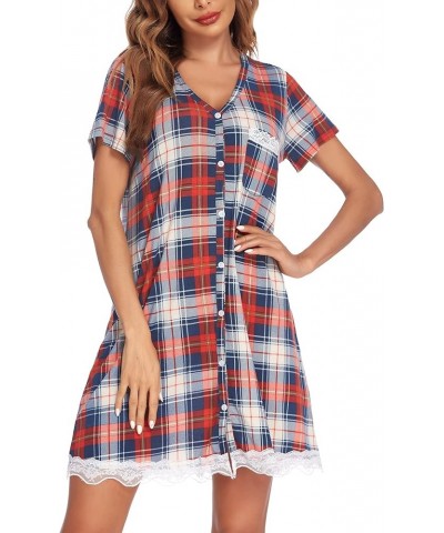 Women's Button Down Nightgown Pajamas Dress short sleeve Pattern 1 $12.99 Sleep & Lounge