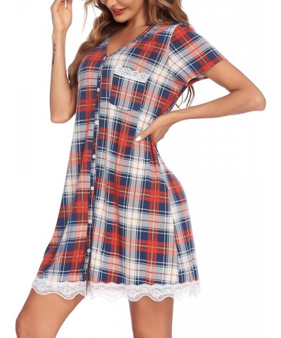 Women's Button Down Nightgown Pajamas Dress short sleeve Pattern 1 $12.99 Sleep & Lounge