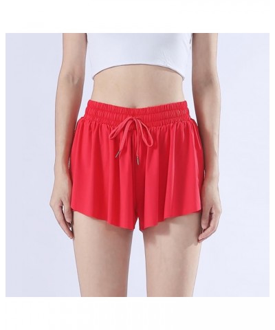 Women's Sports Shorts Gym Workout Yoga Flowy Running Athletic Shorts Spandex Bow Tennis Skirt Summer Clothing Red $11.76 Acti...