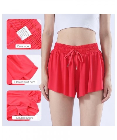 Women's Sports Shorts Gym Workout Yoga Flowy Running Athletic Shorts Spandex Bow Tennis Skirt Summer Clothing Red $11.76 Acti...