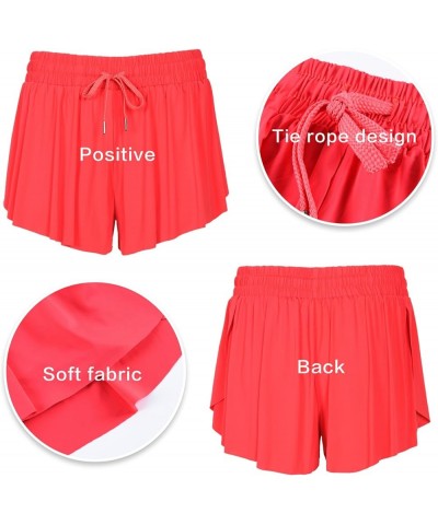 Women's Sports Shorts Gym Workout Yoga Flowy Running Athletic Shorts Spandex Bow Tennis Skirt Summer Clothing Red $11.76 Acti...