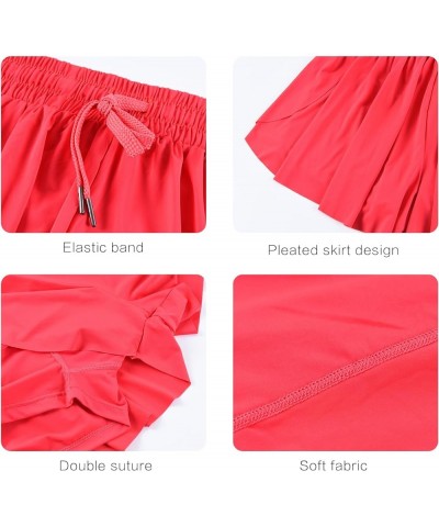 Women's Sports Shorts Gym Workout Yoga Flowy Running Athletic Shorts Spandex Bow Tennis Skirt Summer Clothing Red $11.76 Acti...