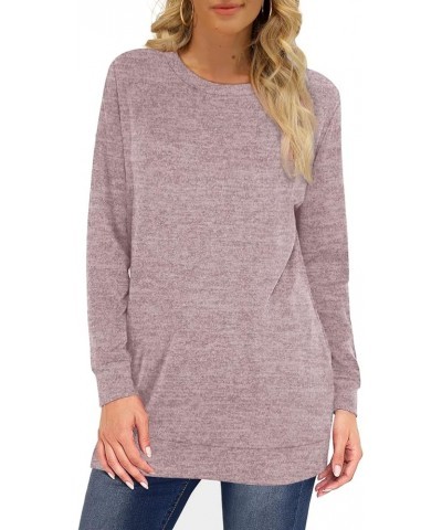 Sweatshirts for Women Crew Neck Long Sleeve Plain Fashion Casual Tops 06-purple $18.14 Tops