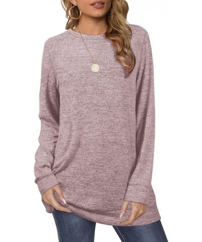 Sweatshirts for Women Crew Neck Long Sleeve Plain Fashion Casual Tops 06-purple $18.14 Tops