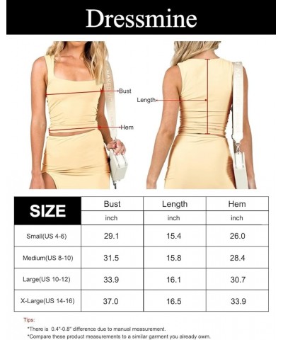 Women's Sexy Sleeveless Crop Top Seamless Knitting Square Neck Trendy Basics Tank Top 01 Taupe $11.87 Tanks