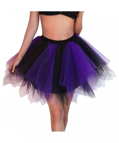 Women’s Tutu Skirt Muticolored Layered Tulle Skirts Petticoat 1950s Ballet Bubble Skirt Party Dance Skirt Purple $9.68 Skirts