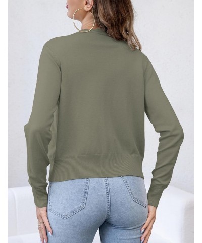 Womens Casual Long Sleeve Sweaters Knit Open Front Cropped Bolero Short Cardigan Washed Olive $12.25 Sweaters