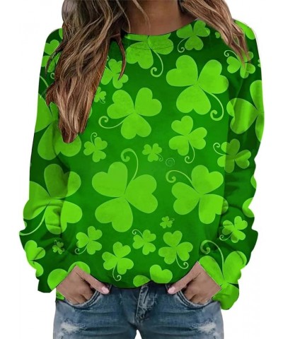 AOXUSM Womens St Patricks Day Sweatshirt Irish Shamrock Printed Pullover Tops Fashion Crewneck Saint Pattys Shirt Z07 Mint Gr...