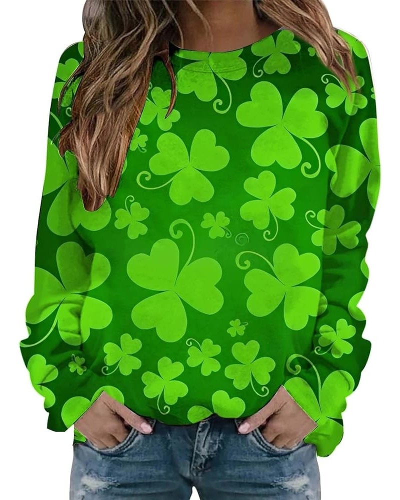 AOXUSM Womens St Patricks Day Sweatshirt Irish Shamrock Printed Pullover Tops Fashion Crewneck Saint Pattys Shirt Z07 Mint Gr...