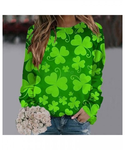 AOXUSM Womens St Patricks Day Sweatshirt Irish Shamrock Printed Pullover Tops Fashion Crewneck Saint Pattys Shirt Z07 Mint Gr...