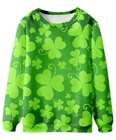 AOXUSM Womens St Patricks Day Sweatshirt Irish Shamrock Printed Pullover Tops Fashion Crewneck Saint Pattys Shirt Z07 Mint Gr...