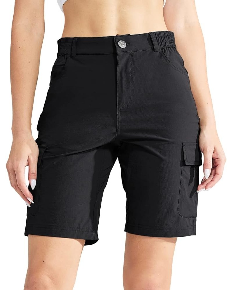 Women's Lightweight Stretch Outdoor Hiking Shorts with 7 Zipper Pockets Quick Dry Camping Shorts, Ripstop Nylon Black $19.94 ...