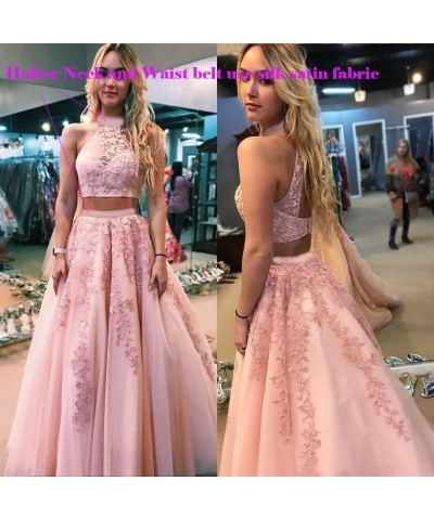 Lace Appliques 2 Piece Prom Dresses for Women Long Tulle Ball Gowns Princess Party Wedding Evening Dress 2024 Ivory $54.44 Dr...